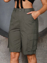 SXY Women Summer Loose Flap Pocket Cargo Shorts